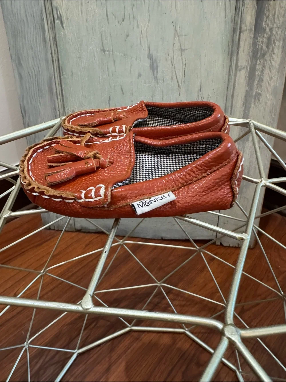 Little Monkey leather loafers shoes burnt orange boys girls baby